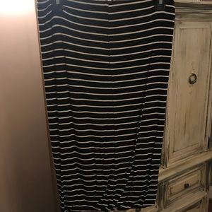 Black and white stripe midi skirt